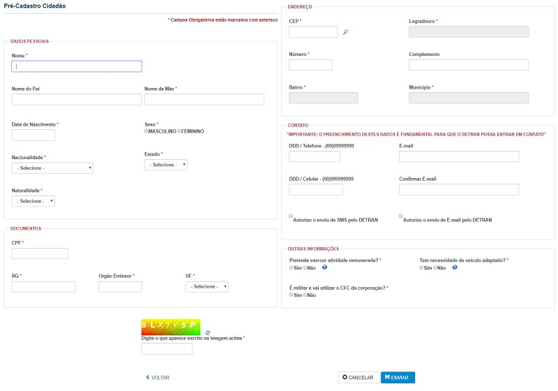 Preencha o formulário com suas informações pessoais